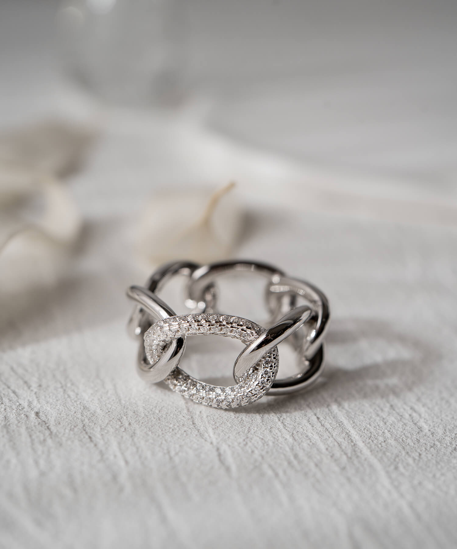 18K Gold Plated Sterling Silver Glint Chain Ring | ARDINA-LINK