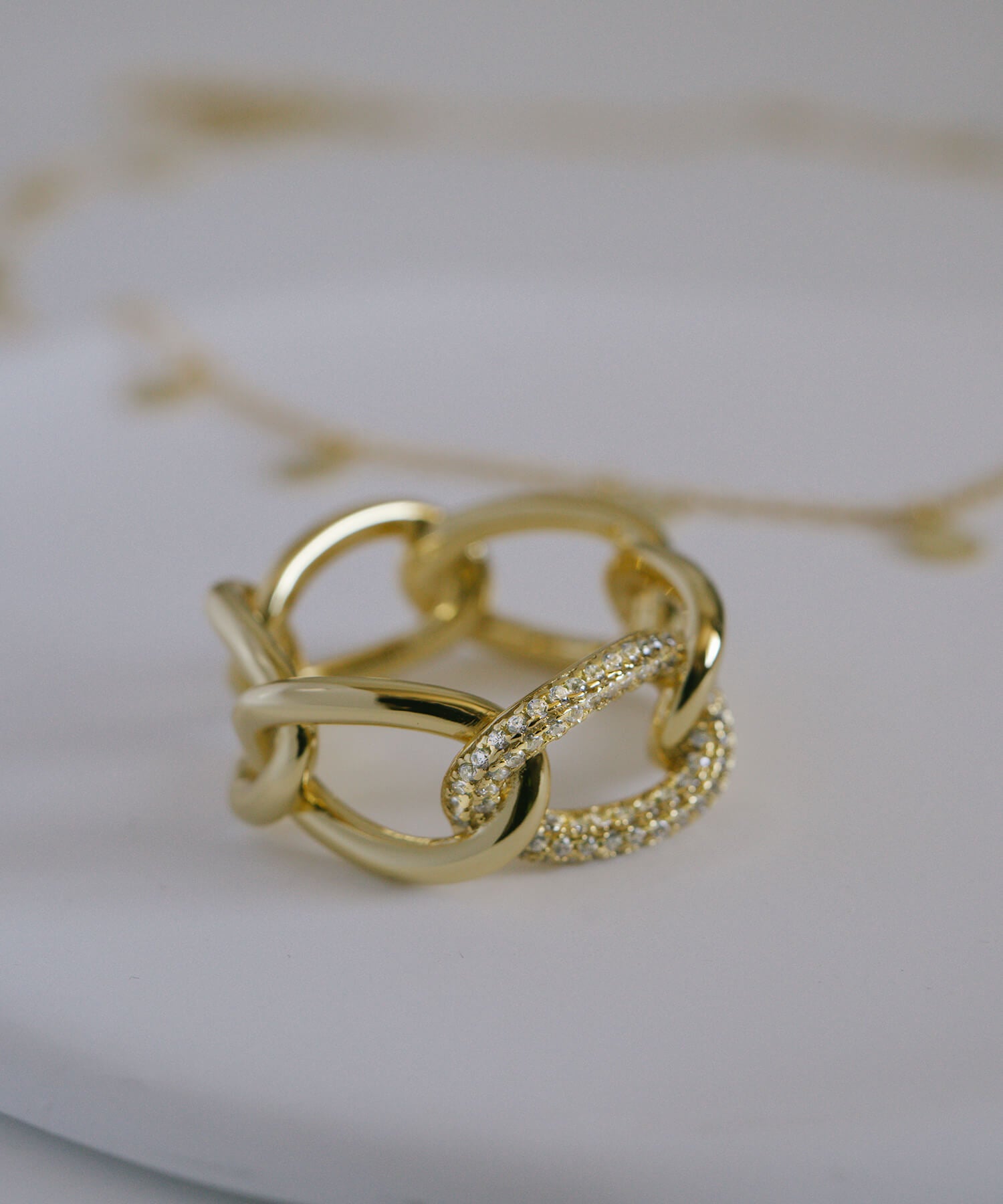 18K Gold Plated Sterling Silver Glint Chain Ring | ARDINA-LINK