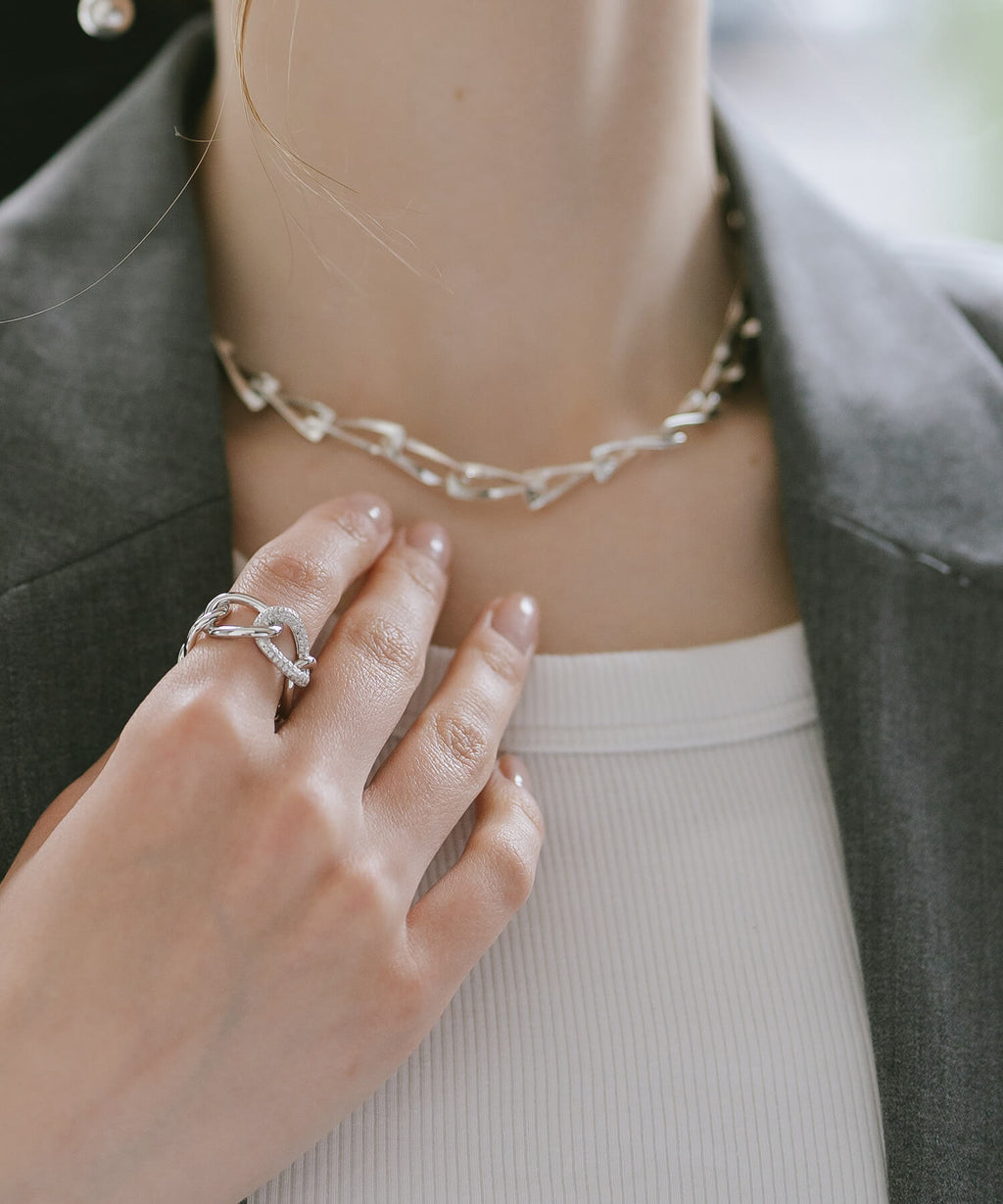 18K Gold Plated Sterling Silver Glint Chain Ring | ARDINA-LINK