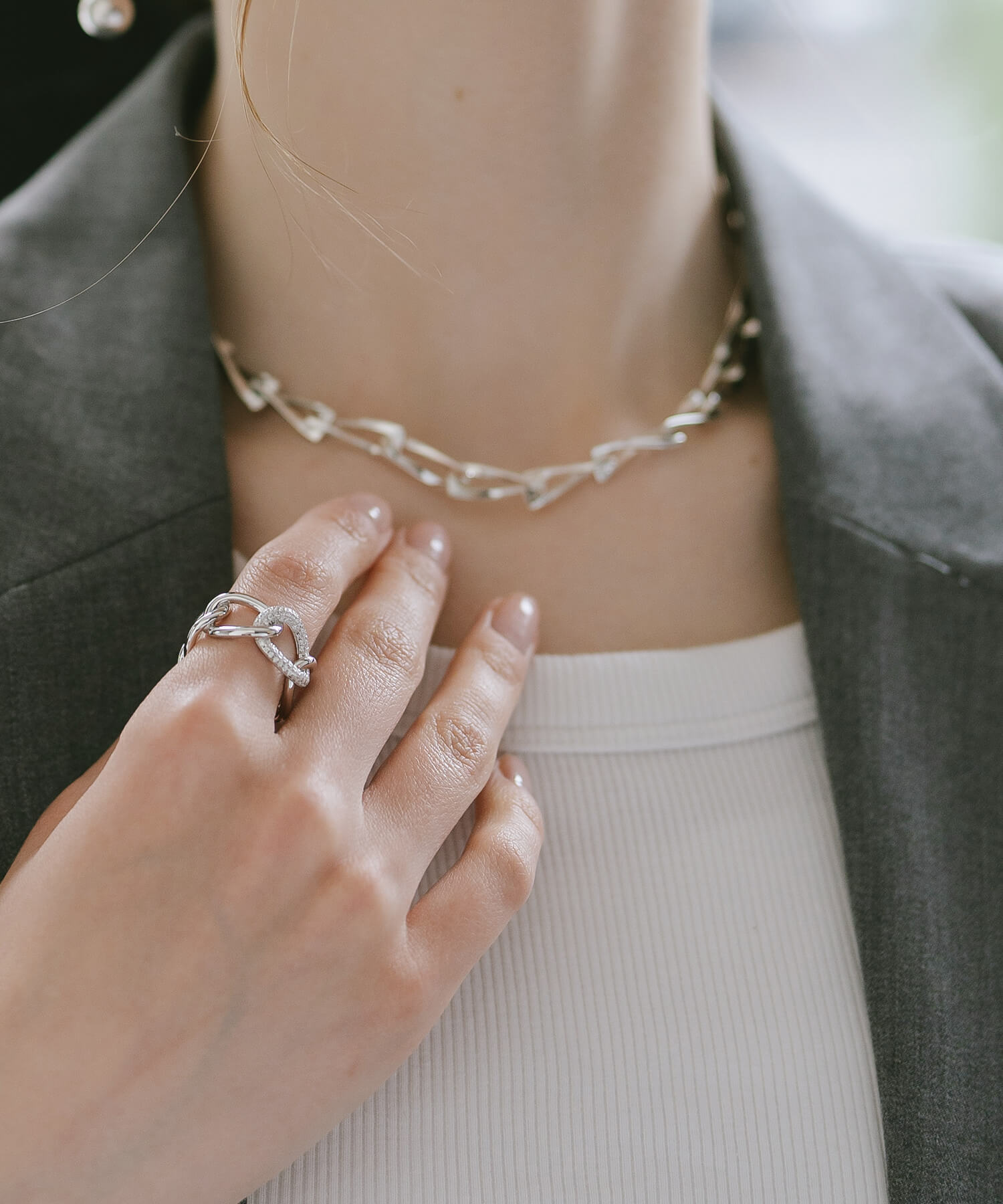 18K Gold Plated Sterling Silver Glint Chain Ring | ARDINA-LINK