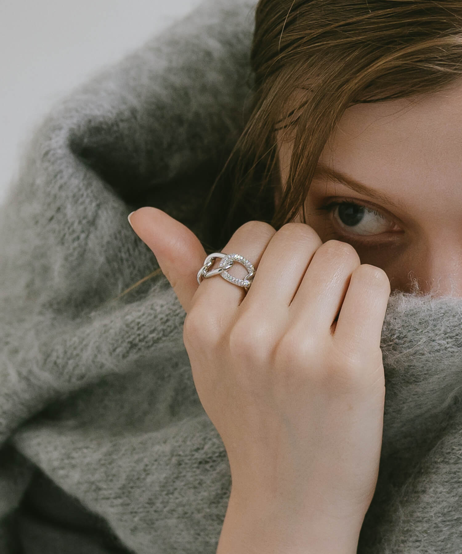 18K Gold Plated Sterling Silver Glint Chain Ring | ARDINA-LINK