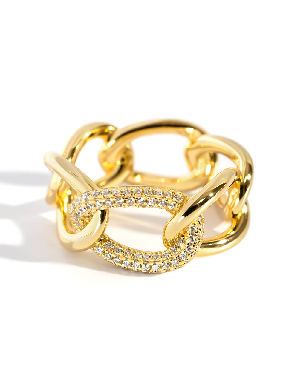 18K Gold Plated Sterling Silver Glint Chain Ring | ARDINA-LINK