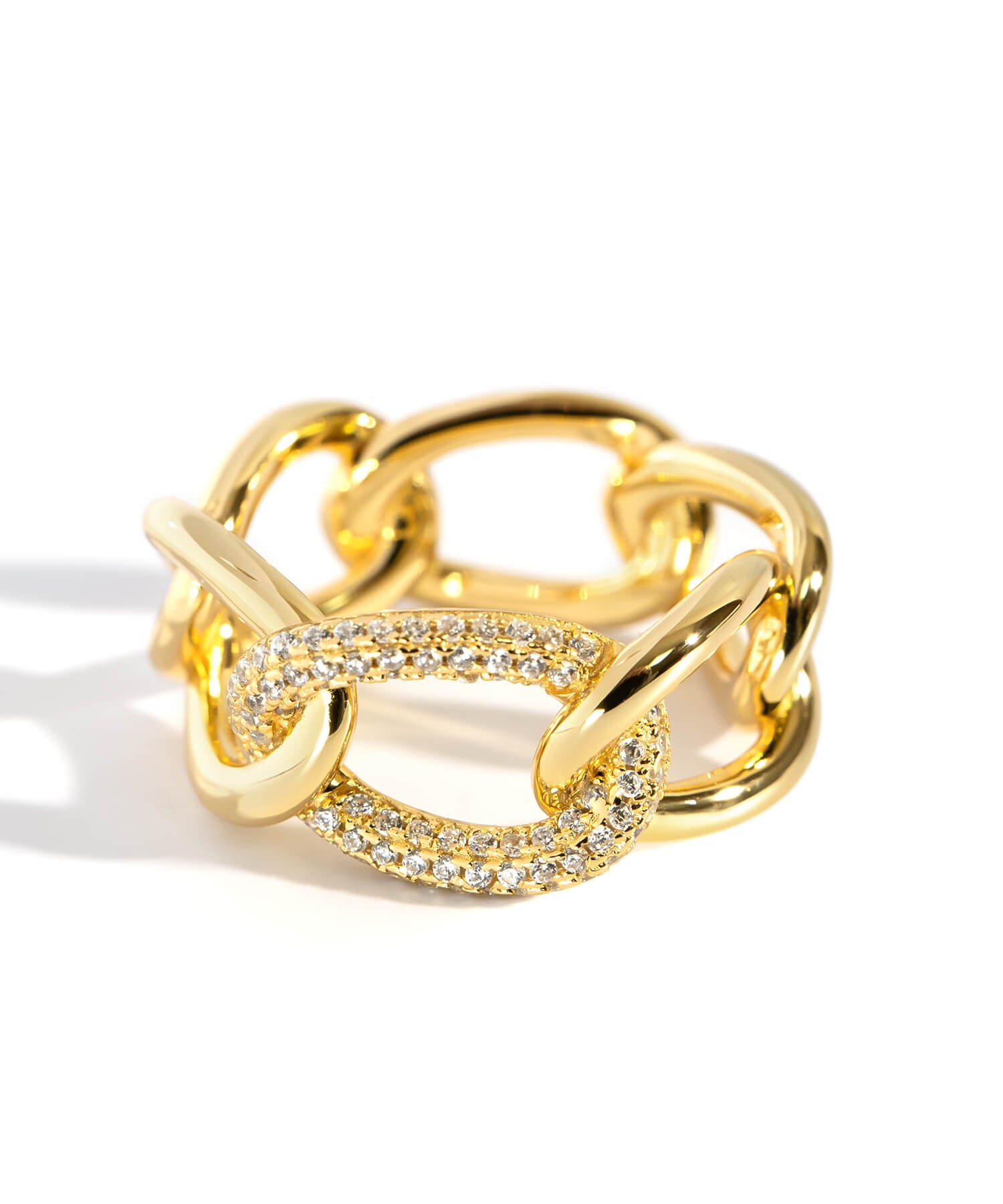 18K Gold Plated Sterling Silver Glint Chain Ring | ARDINA-LINK