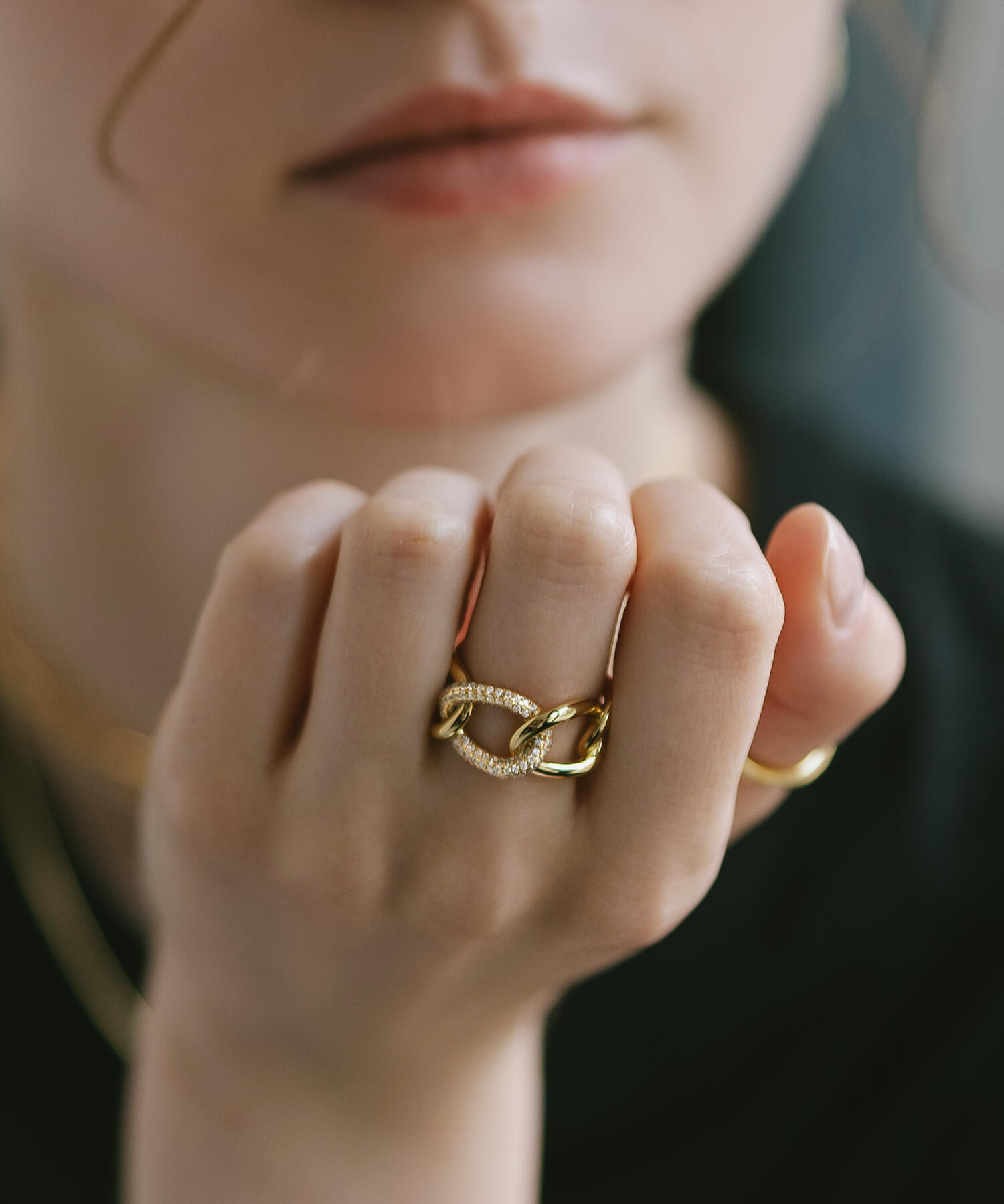 18K Gold Plated Sterling Silver Glint Chain Ring | ARDINA-LINK