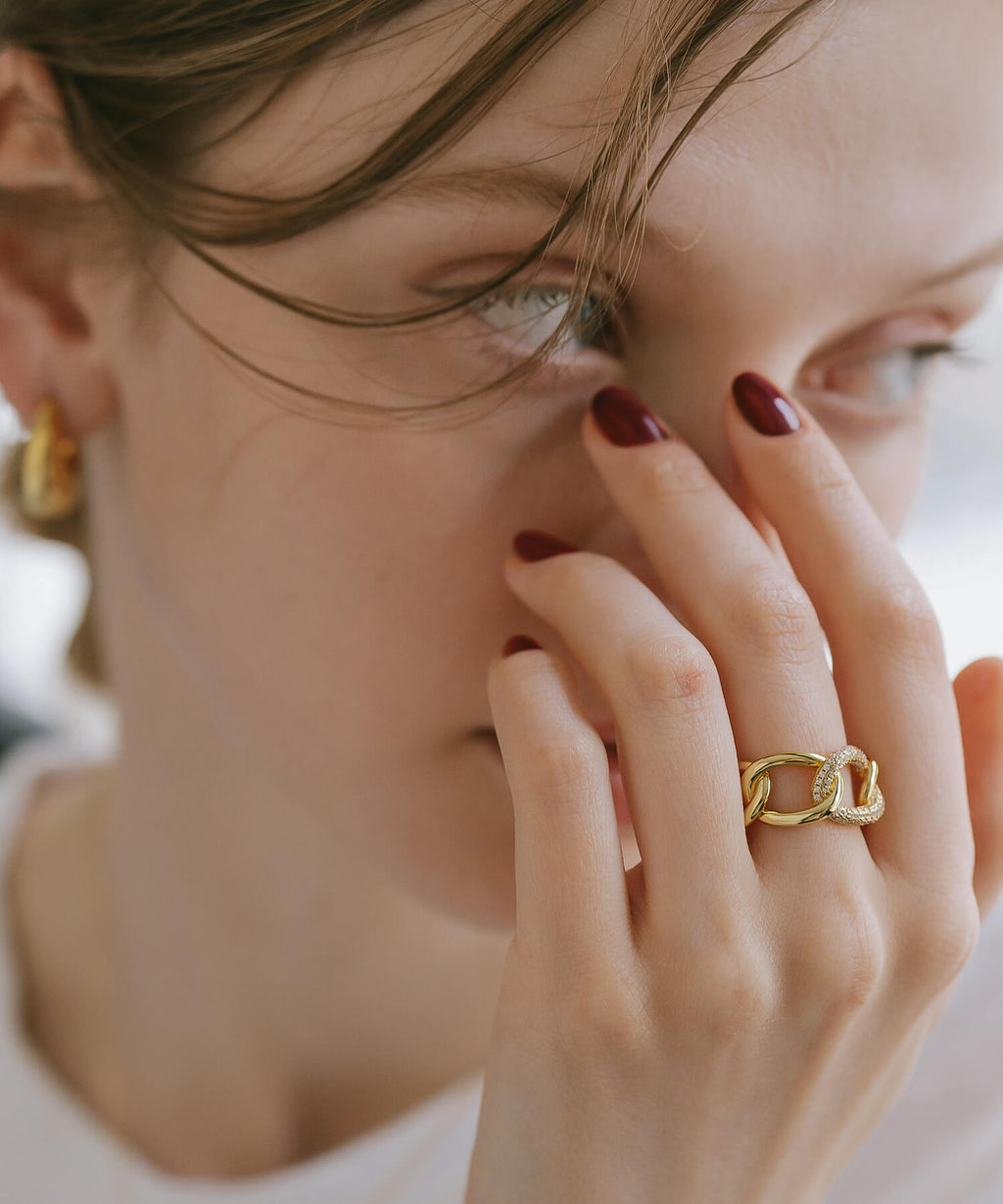 18K Gold Plated Sterling Silver Glint Chain Ring | ARDINA-LINK
