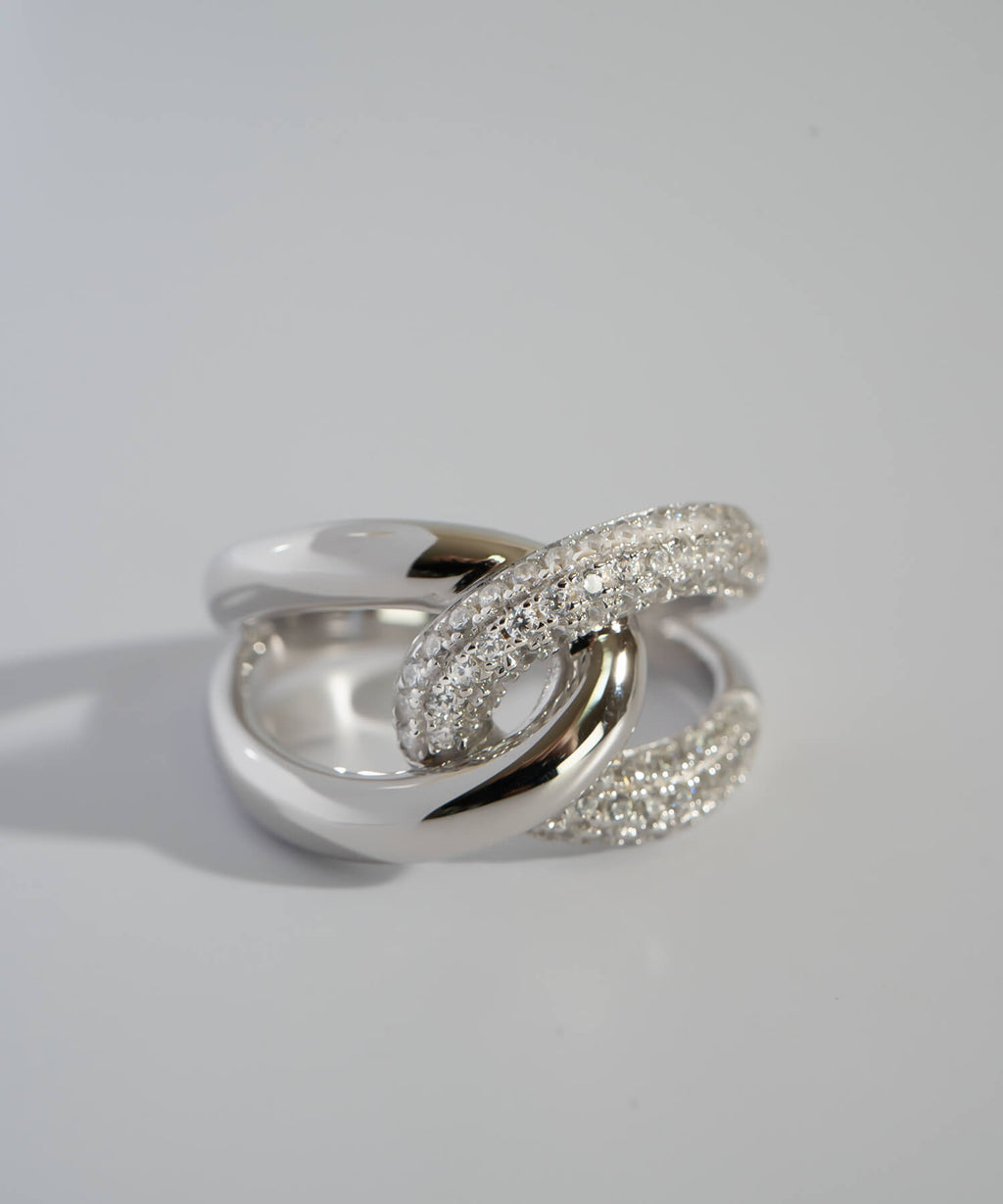 18K Gold Plated Sterling Silver Glint Cross Ring | ARDINA TWIN