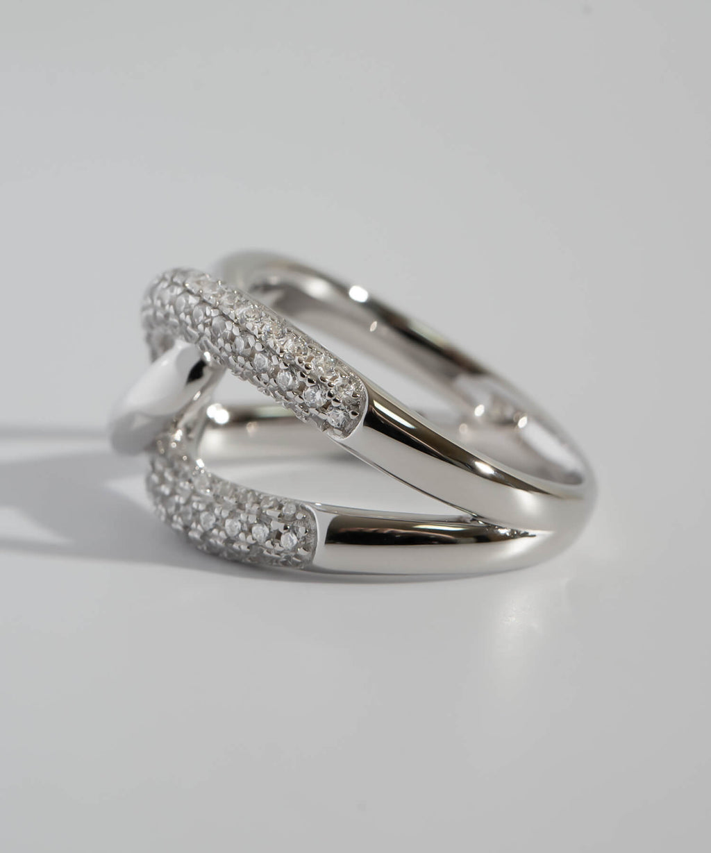 18K Gold Plated Sterling Silver Glint Cross Ring | ARDINA TWIN