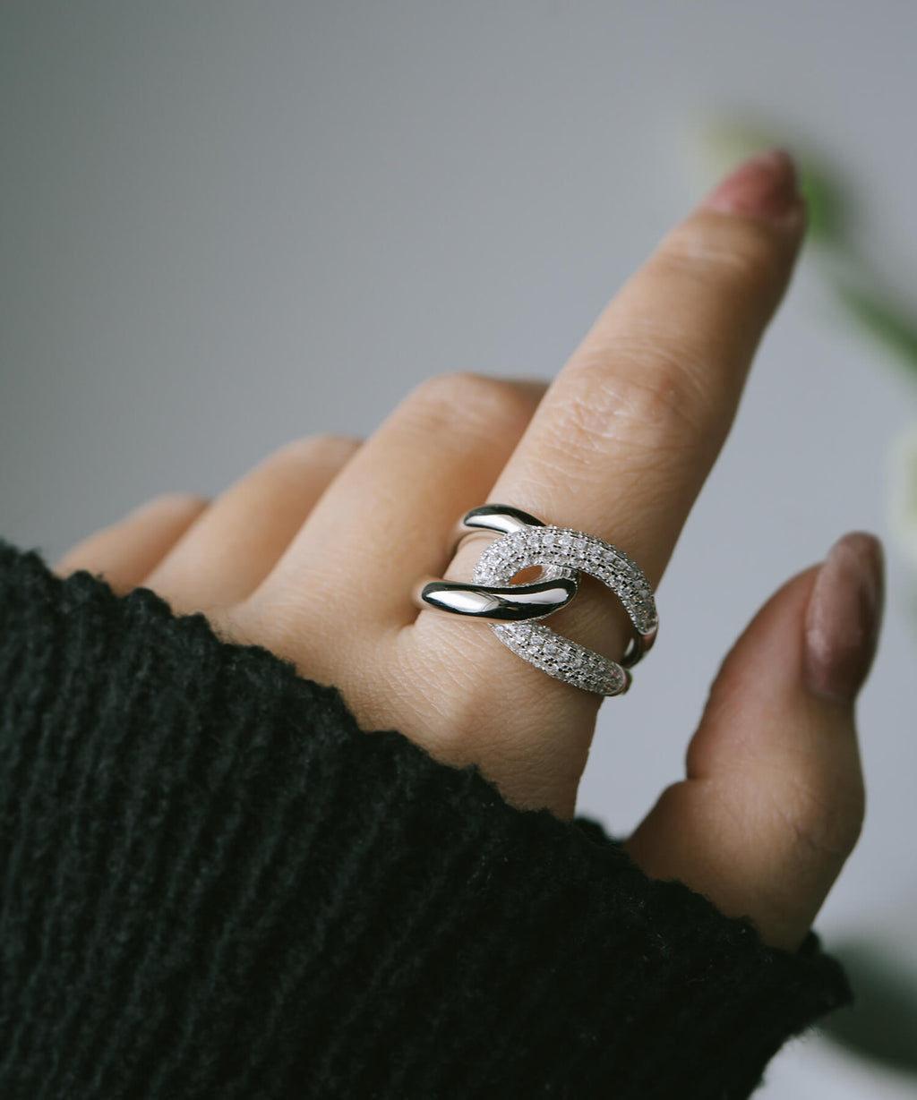 Ops 2 Rings 18K Gold Plated Sterling Silver Glint Cross Ring | Ops. – Ops. Jewelry