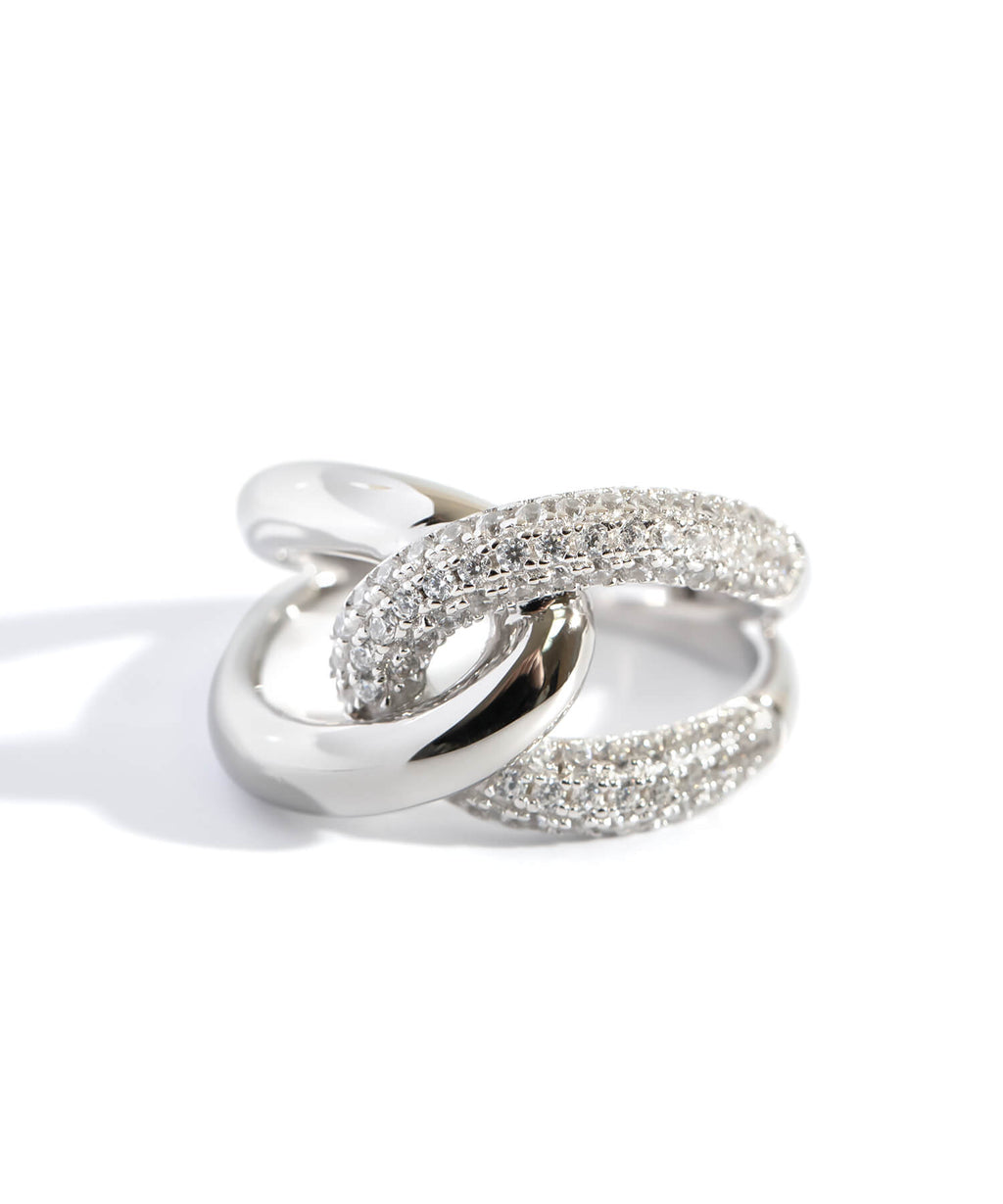 18K Gold Plated Sterling Silver Glint Cross Ring | ARDINA TWIN