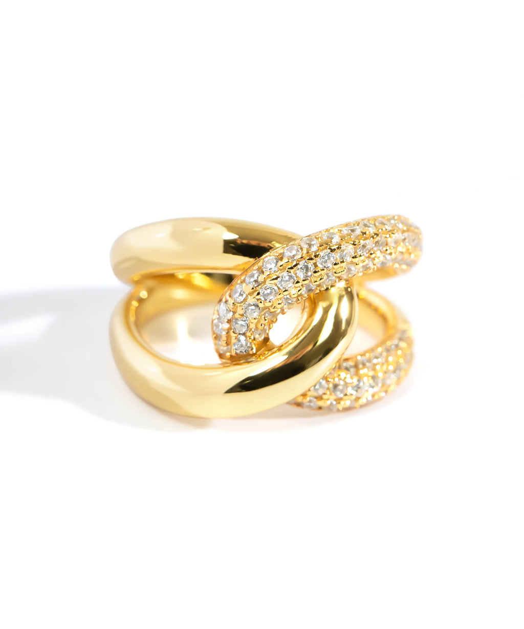 18K Gold Plated Sterling Silver Glint Cross Ring | ARDINA TWIN