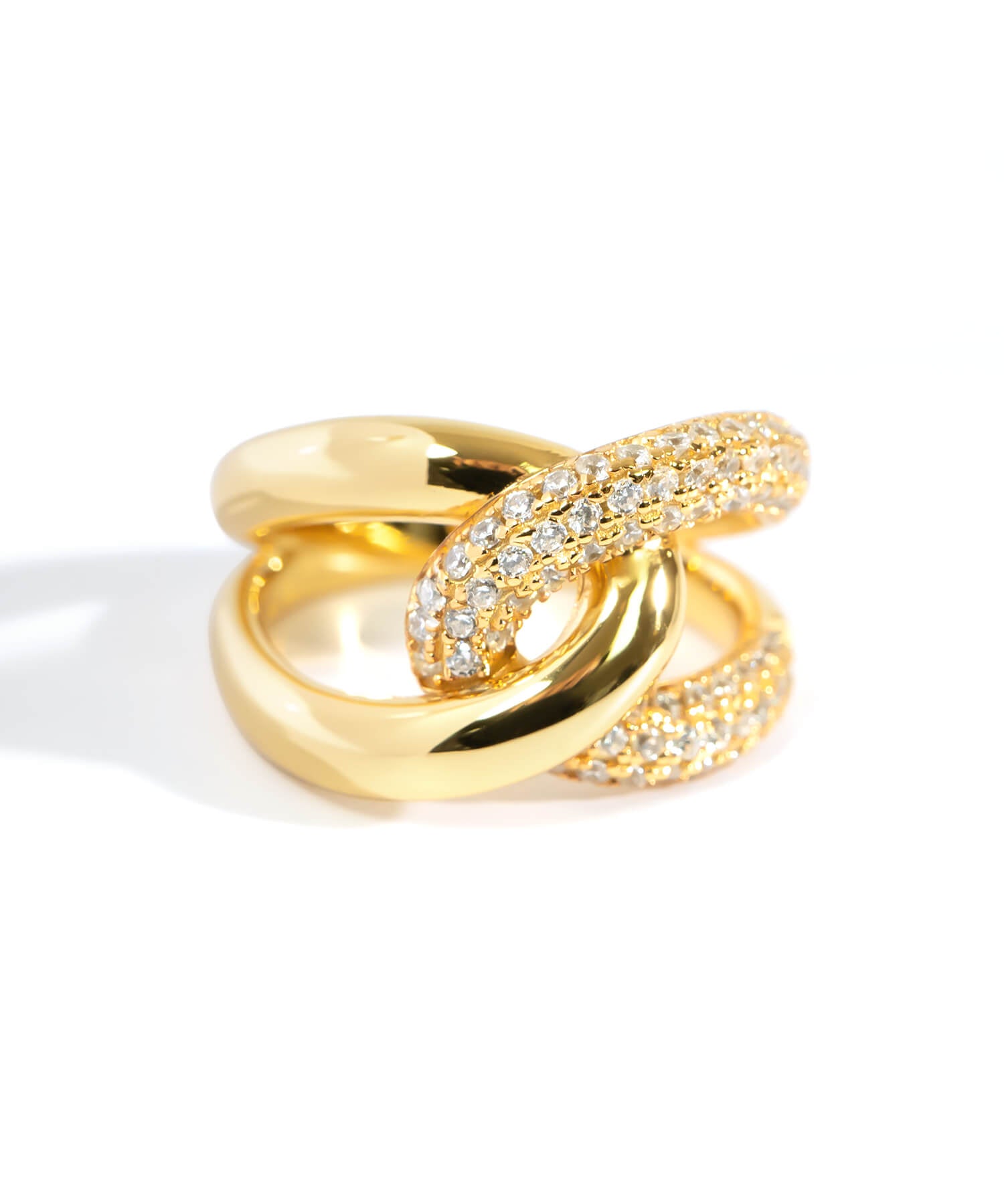 18K Gold Plated Sterling Silver Glint Cross Ring | ARDINA TWIN