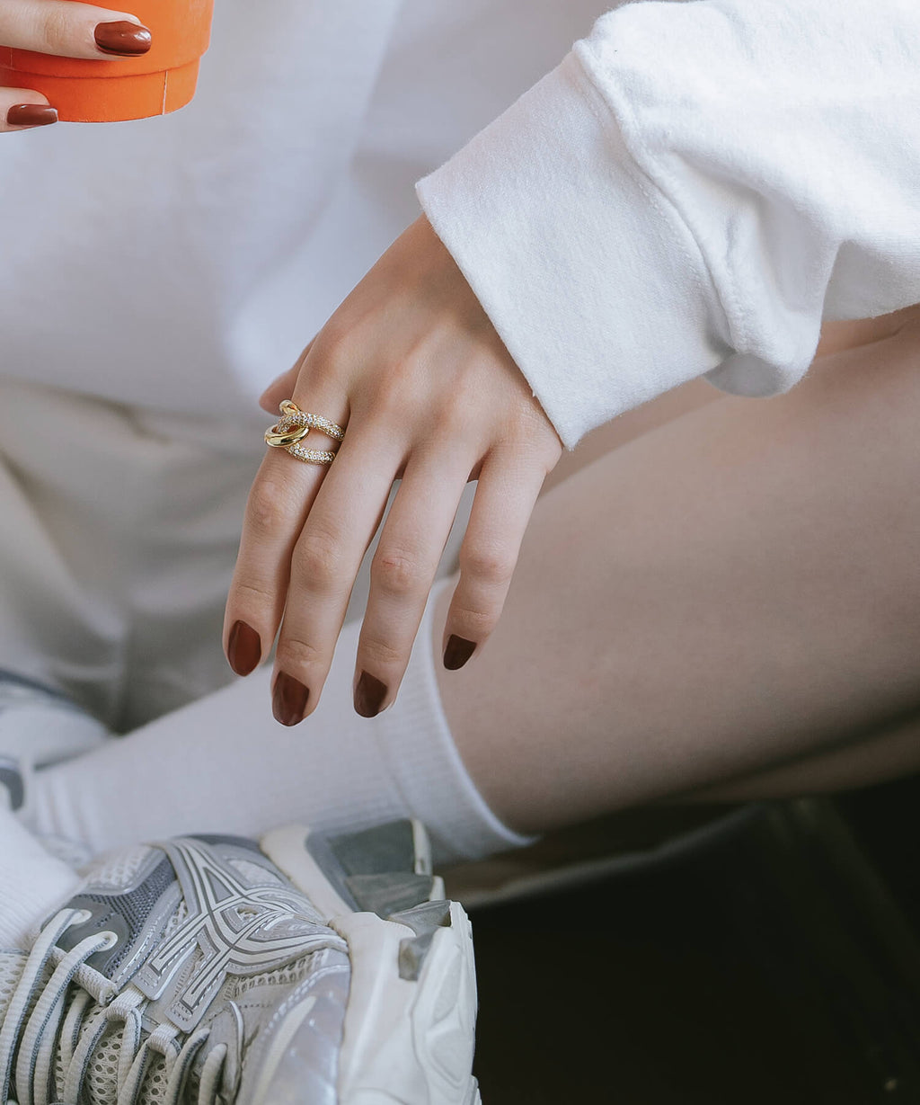 18K Gold Plated Sterling Silver Glint Cross Ring | ARDINA TWIN