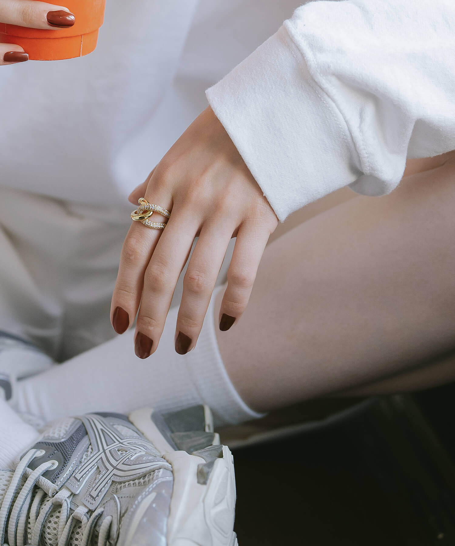18K Gold Plated Sterling Silver Glint Cross Ring | ARDINA TWIN