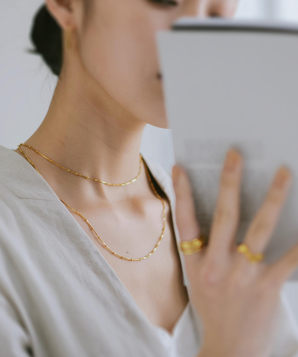 18K Gold Plated Sterling Silver Satellite Dot Chain Necklace | ARETE