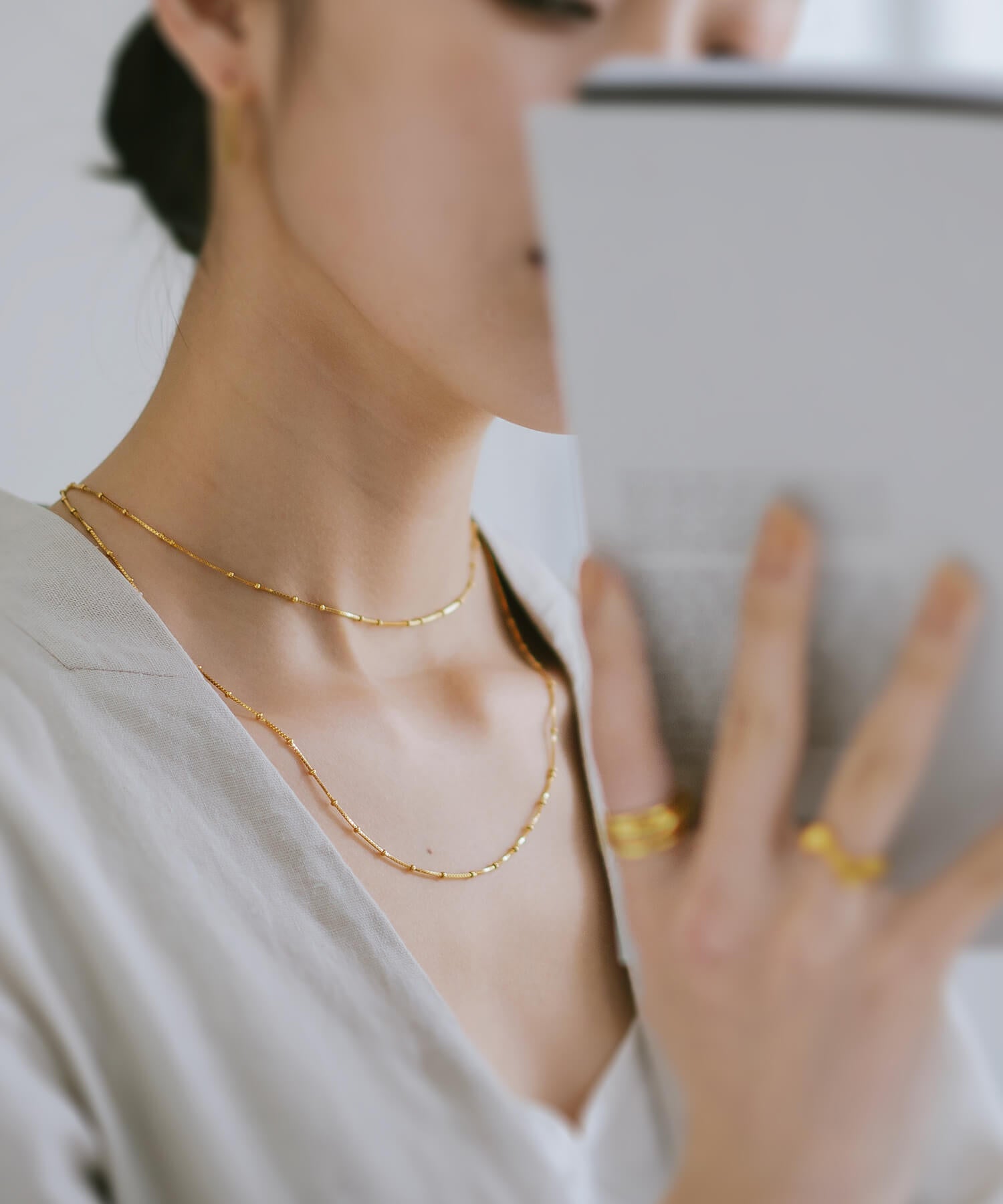 18K Gold Plated Sterling Silver Satellite Dot Chain Necklace | ARETE