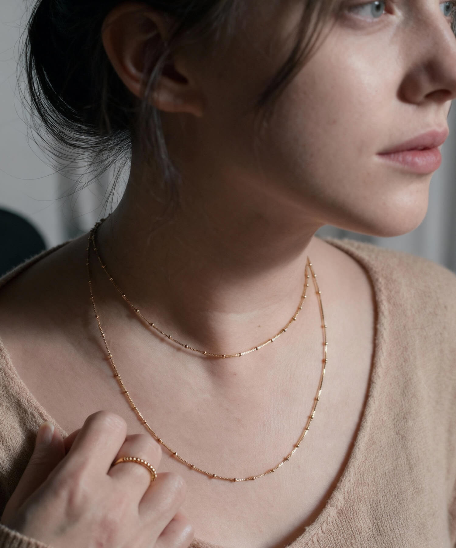 18K Gold Plated Sterling Silver Satellite Dot Chain Necklace | ARETE