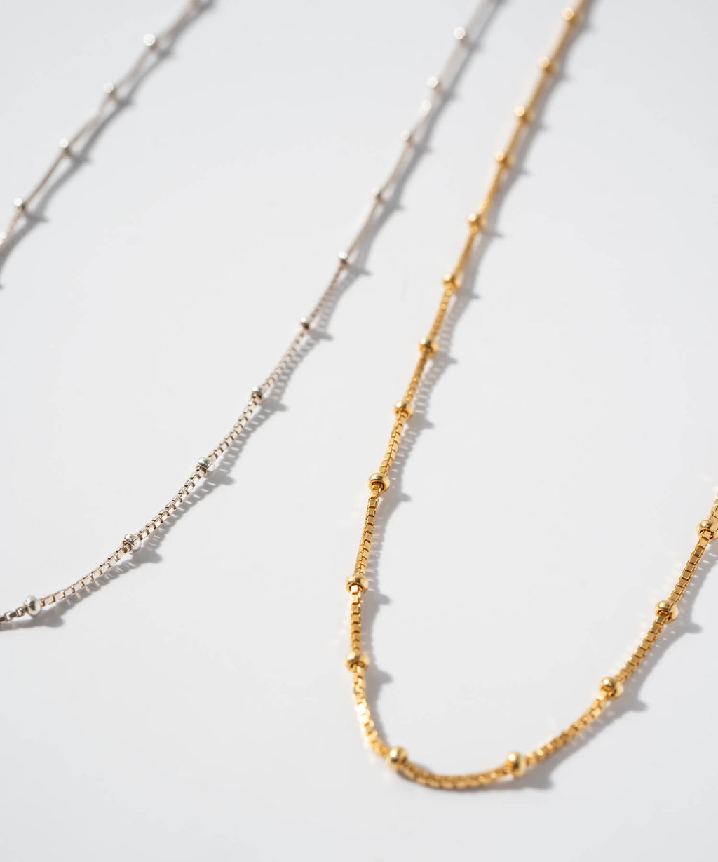 18K Gold Plated Sterling Silver Satelite Dot Chain Necklace | ARETE-CHOKER