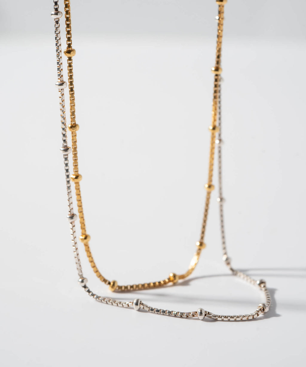 18K Gold Plated Sterling Silver Satelite Dot Chain Necklace | ARETE-CHOKER
