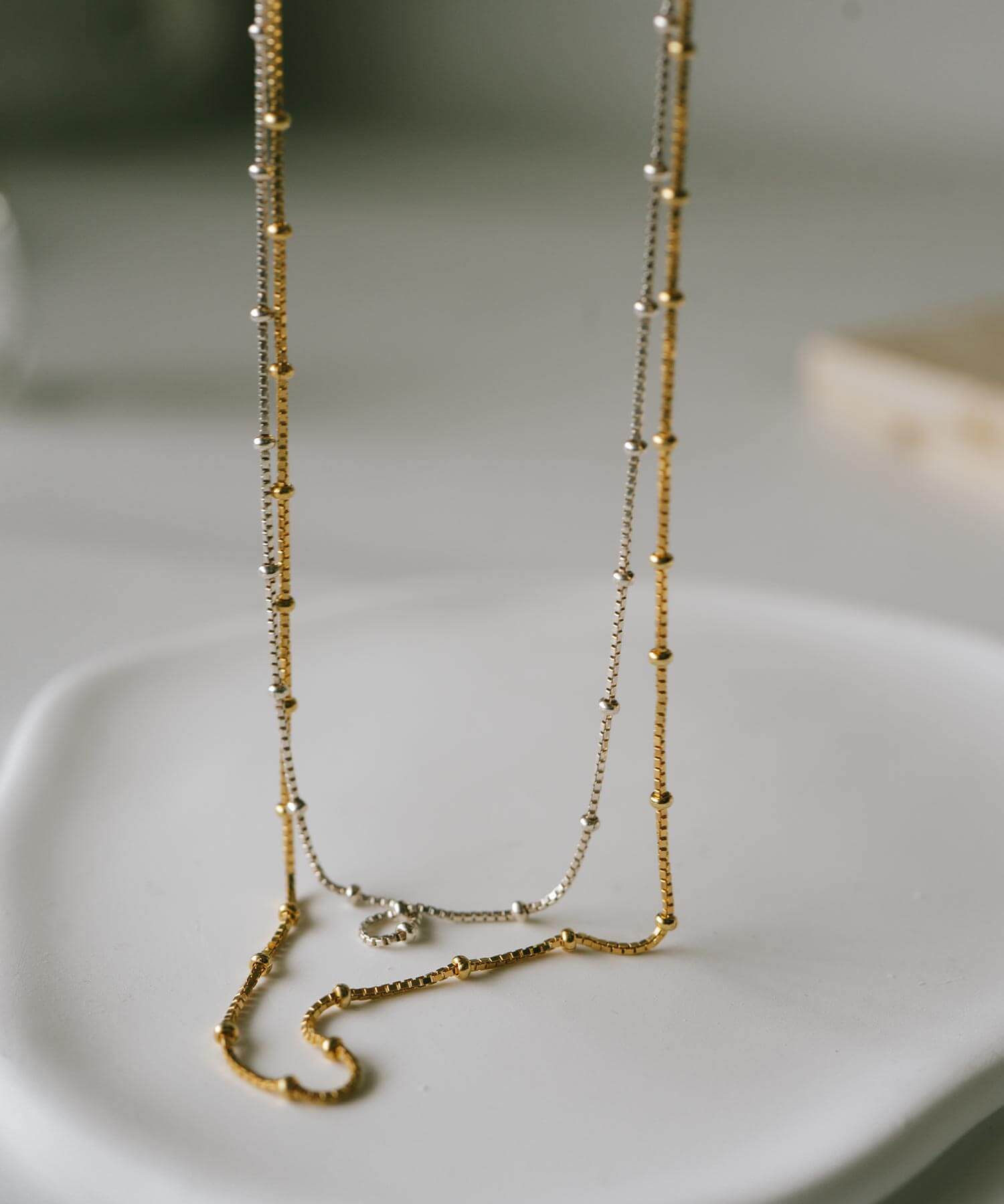 18K Gold Plated Sterling Silver Satelite Dot Chain Necklace | ARETE-CHOKER