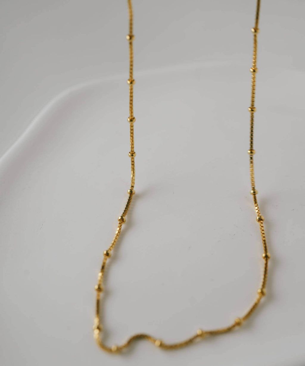 18K Gold Plated Sterling Silver Satelite Dot Chain Necklace | ARETE-CHOKER