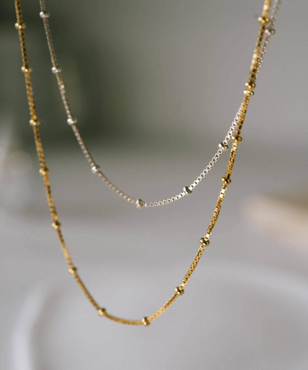 18K Gold Plated Sterling Silver Satelite Dot Chain Necklace | ARETE-CHOKER
