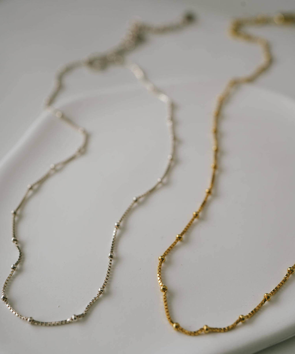 18K Gold Plated Sterling Silver Satelite Dot Chain Necklace | ARETE-CHOKER