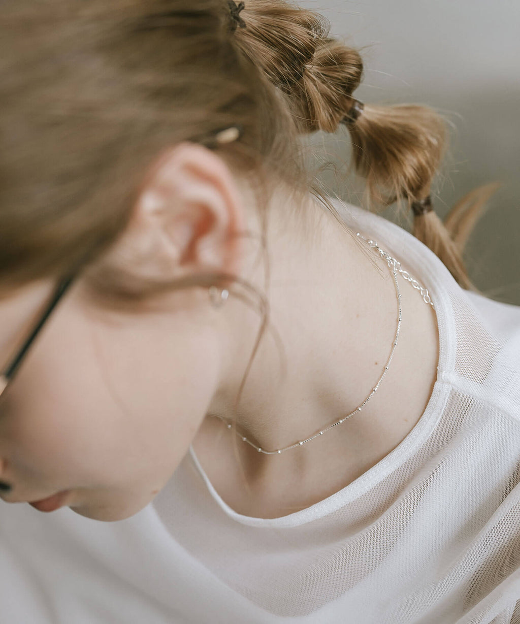 18K Gold Plated Sterling Silver Satelite Dot Chain Necklace | ARETE-CHOKER