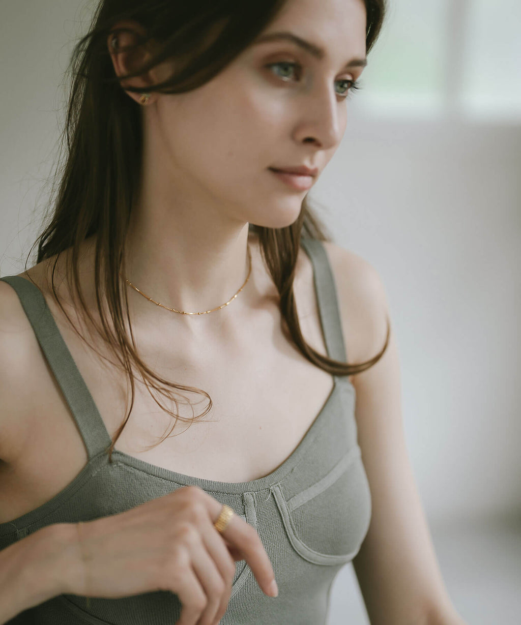 18K Gold Plated Sterling Silver Satelite Dot Chain Necklace | ARETE-CHOKER