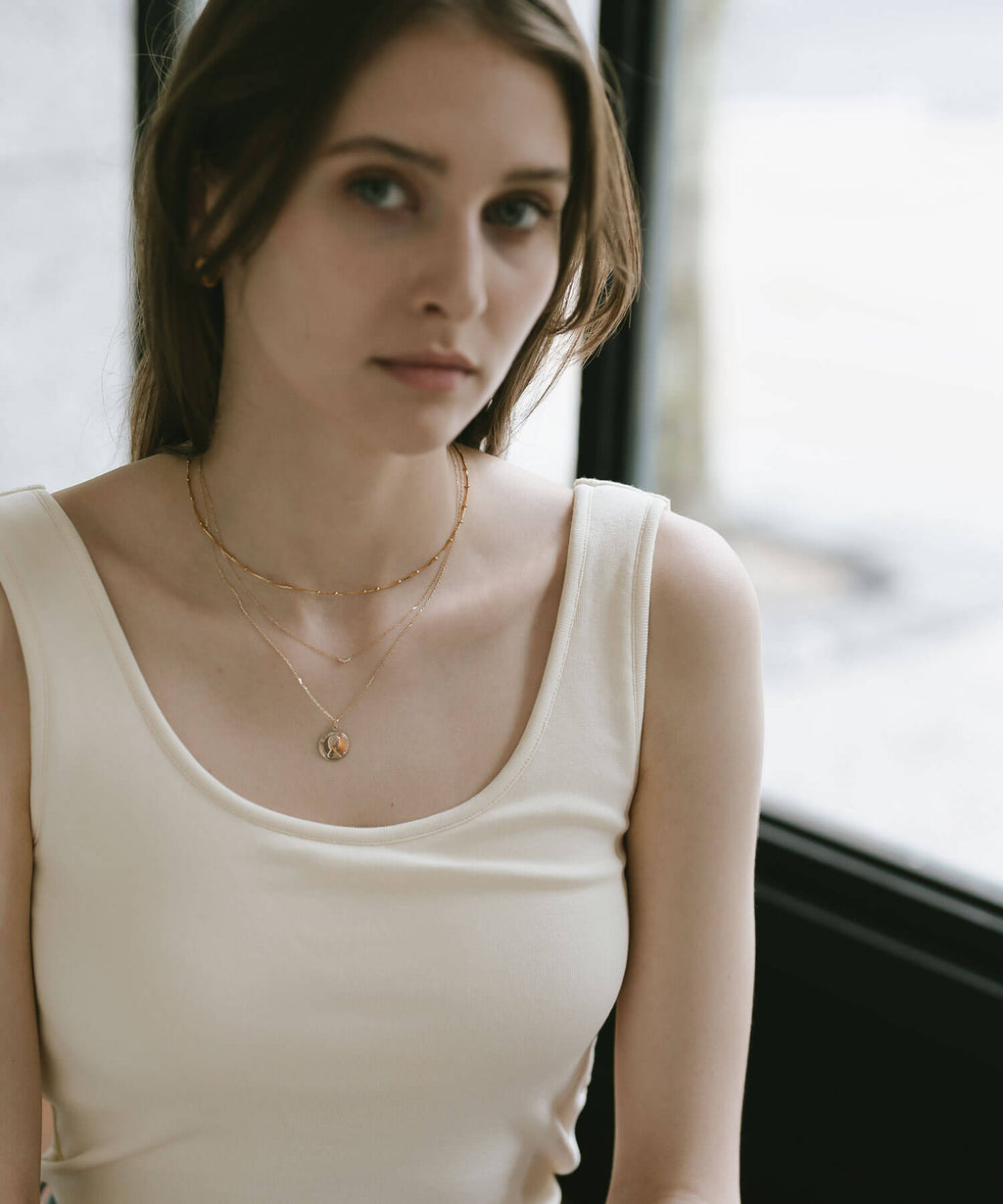 18K Gold Plated Sterling Silver Satelite Dot Chain Necklace | ARETE-CHOKER