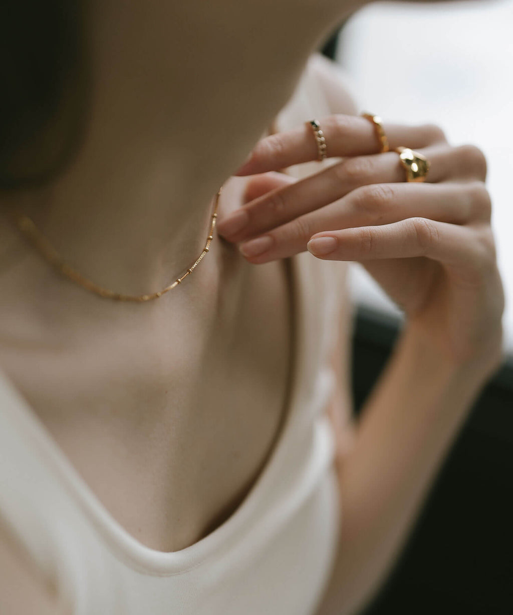 18K Gold Plated Sterling Silver Satelite Dot Chain Necklace | ARETE-CHOKER