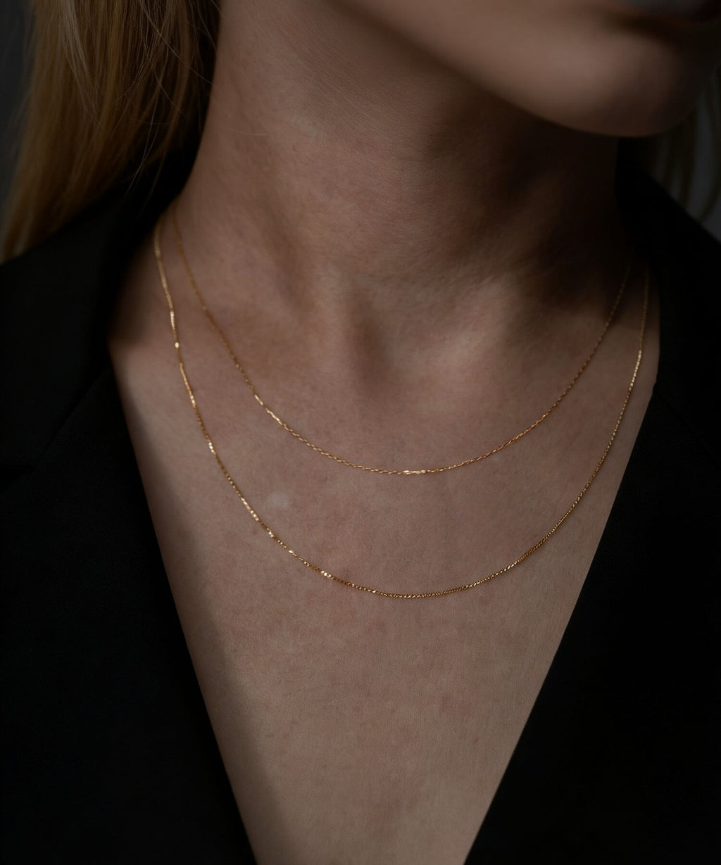 18K Gold Delicate Cable Chain Necklace | ARIADNE-AIR
