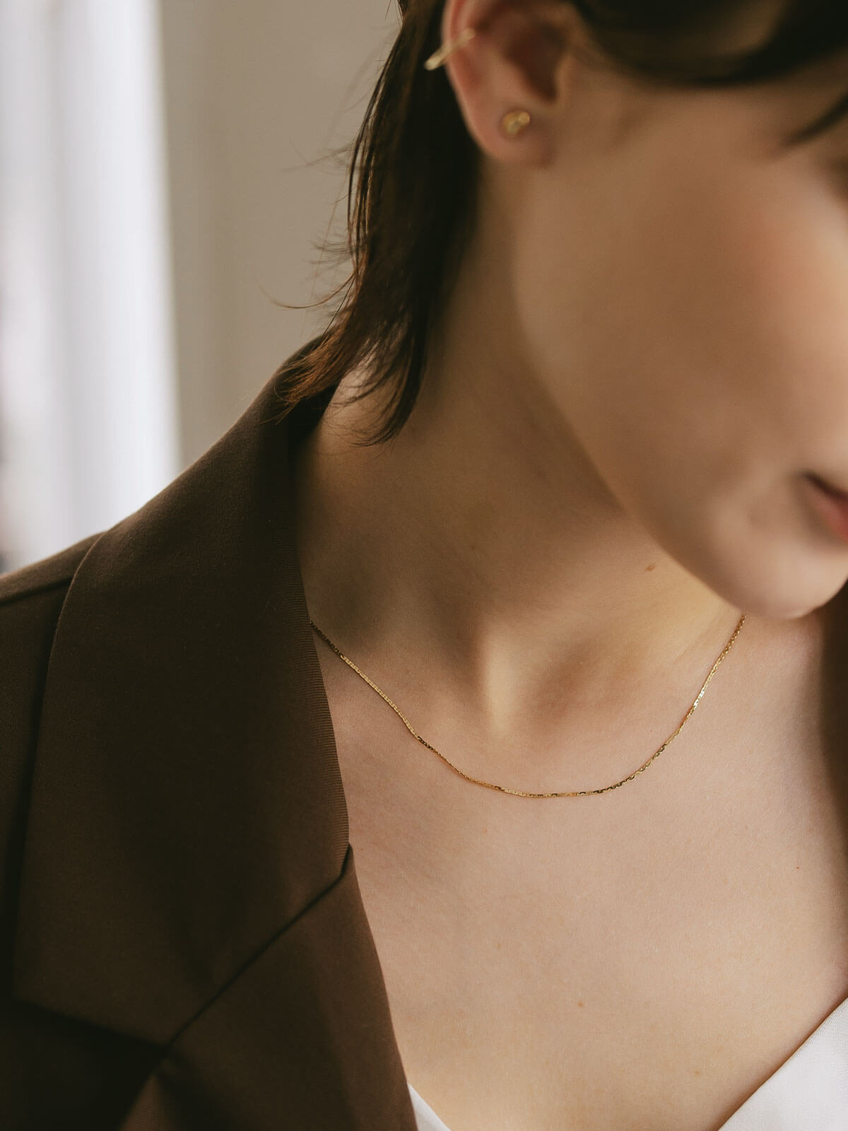 K18 Silken Rectangle Chain Necklace | ARIADNE-ELNE-NK