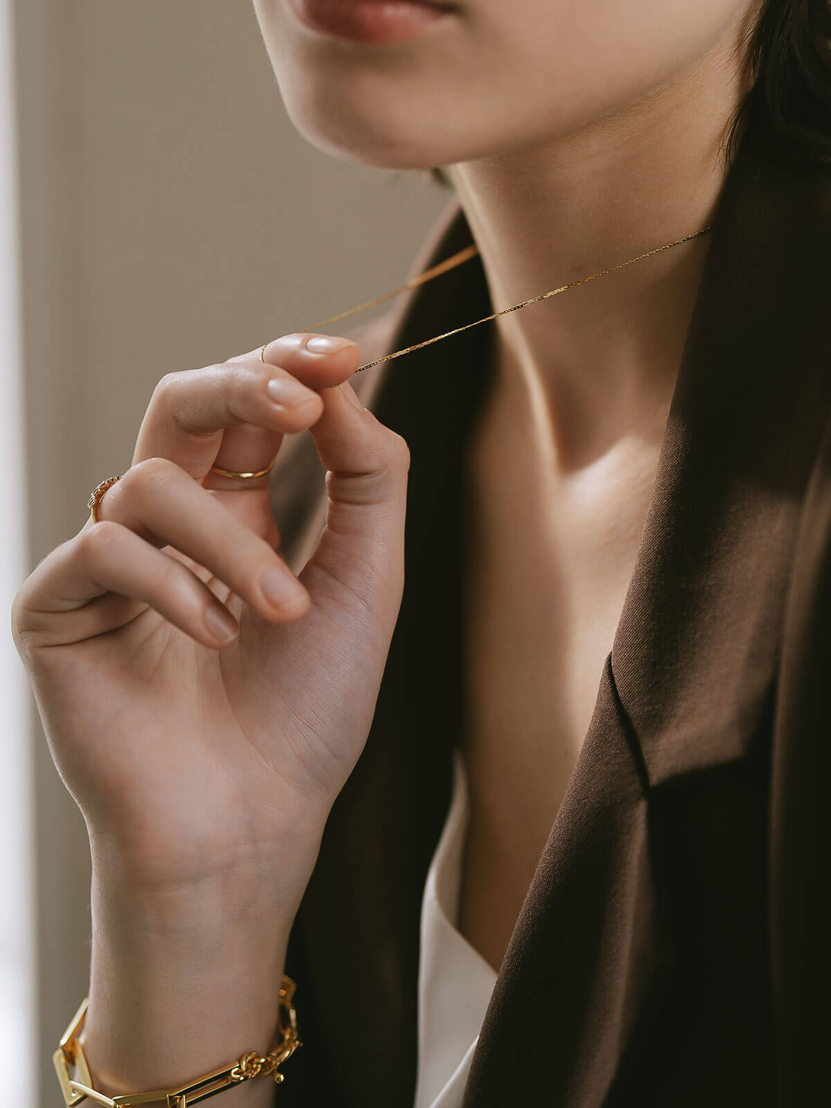 18K Gold Silken Rectangle Chain Necklace | ARIADNE-ELNE