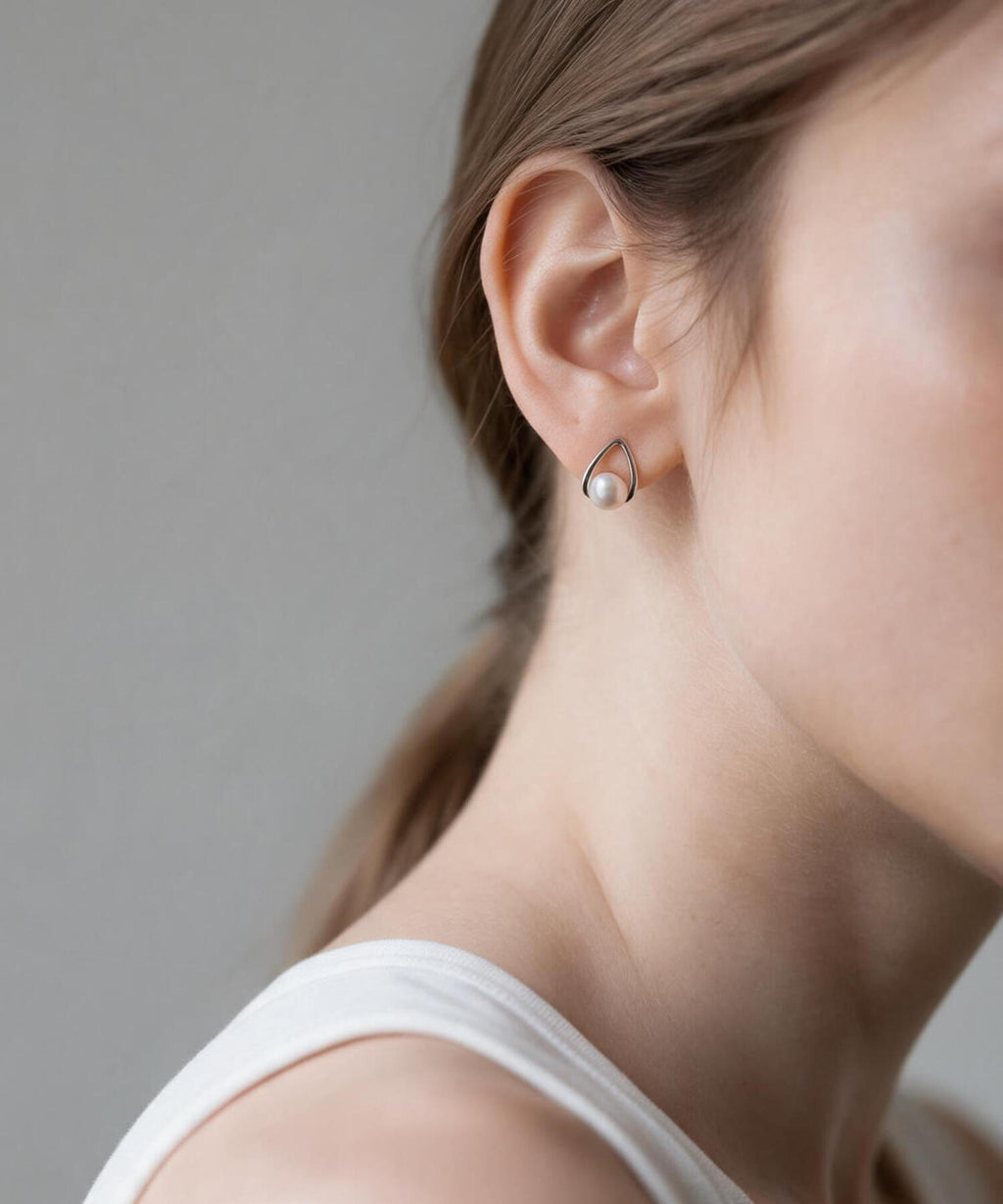 Sterling silver freshwater pearl drop earrings | ARNE