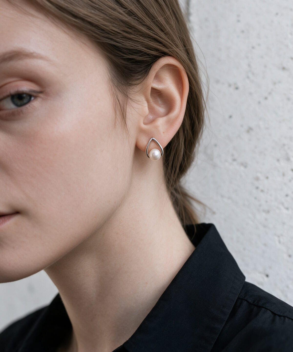 Sterling silver freshwater pearl drop earrings | ARNE