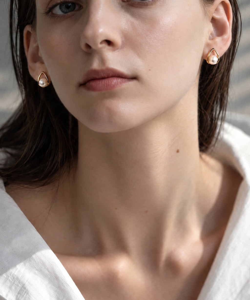 Sterling silver freshwater pearl drop earrings | ARNE