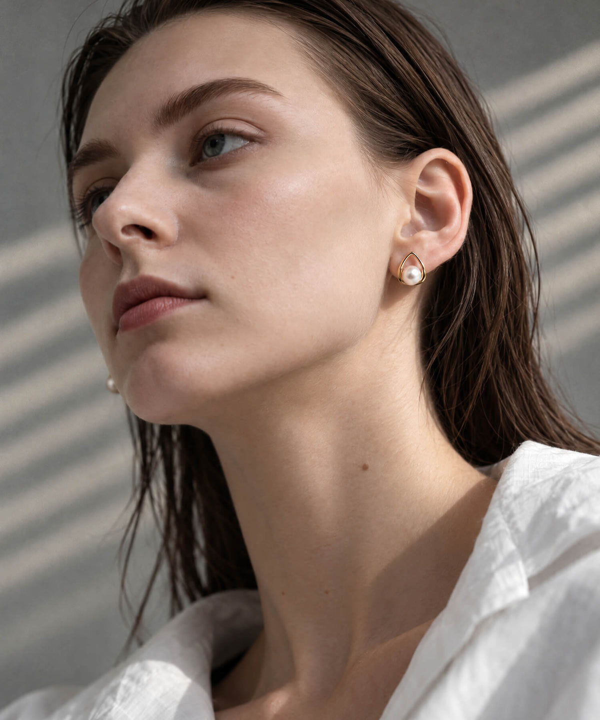 Sterling silver freshwater pearl drop earrings | ARNE