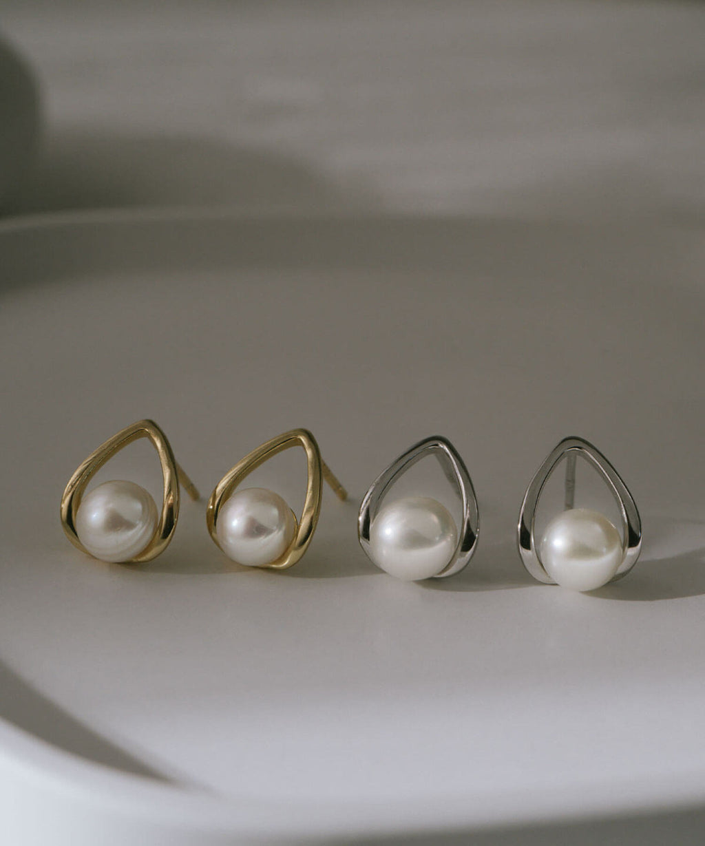 Sterling silver freshwater pearl drop earrings | ARNE