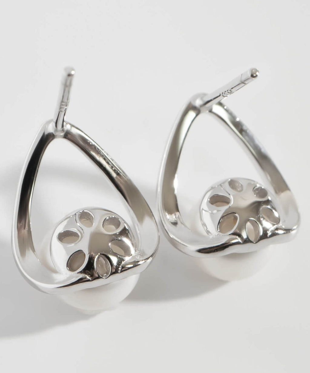 Sterling silver freshwater pearl drop earrings | ARNE