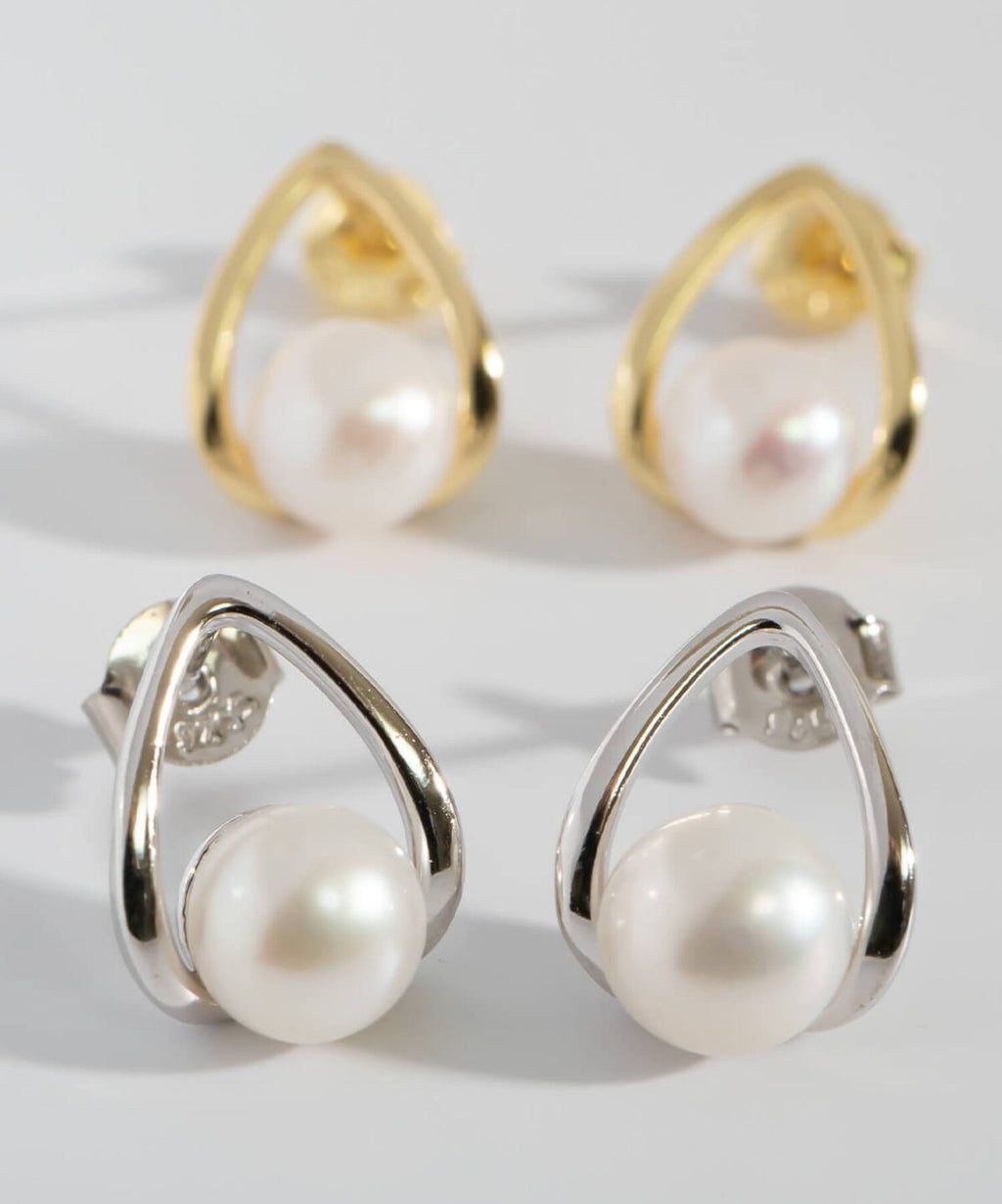 Sterling silver freshwater pearl drop earrings | ARNE
