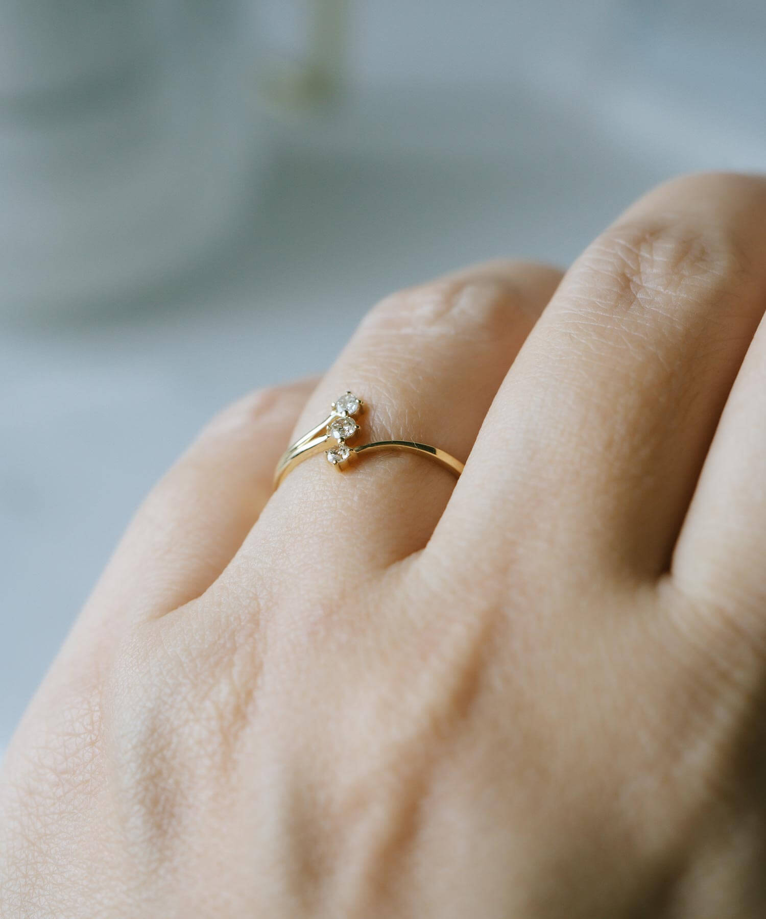 18K Gold Triple Diamond Ring | ASTERI ORION