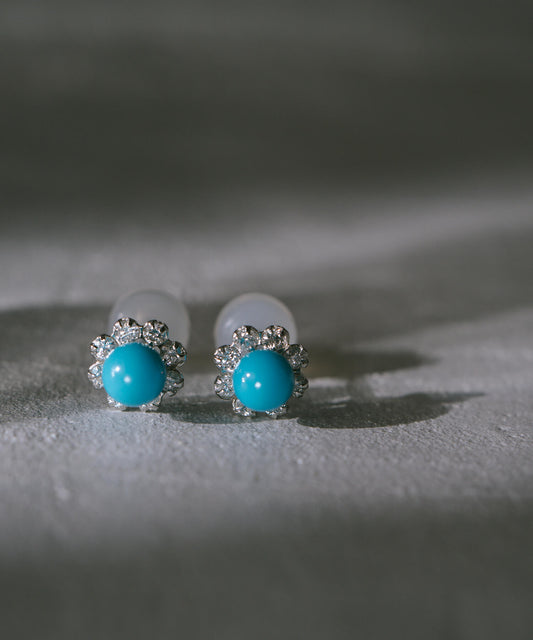 TURQUOISE FLORAL ORBIT EARRINGS | AZEL PIERCE