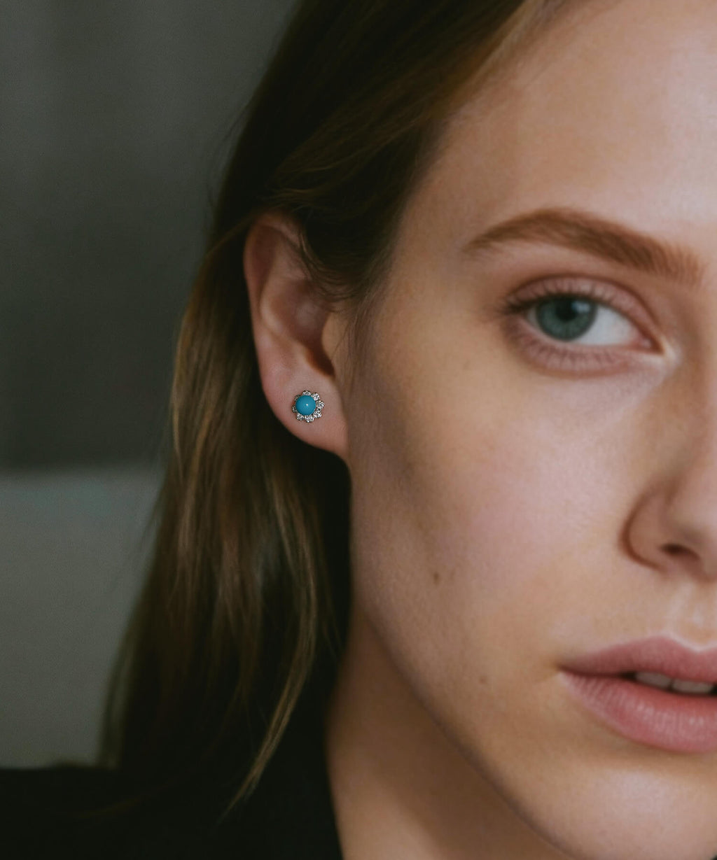 Turquoise Floral Orbit Earrings | AZEL