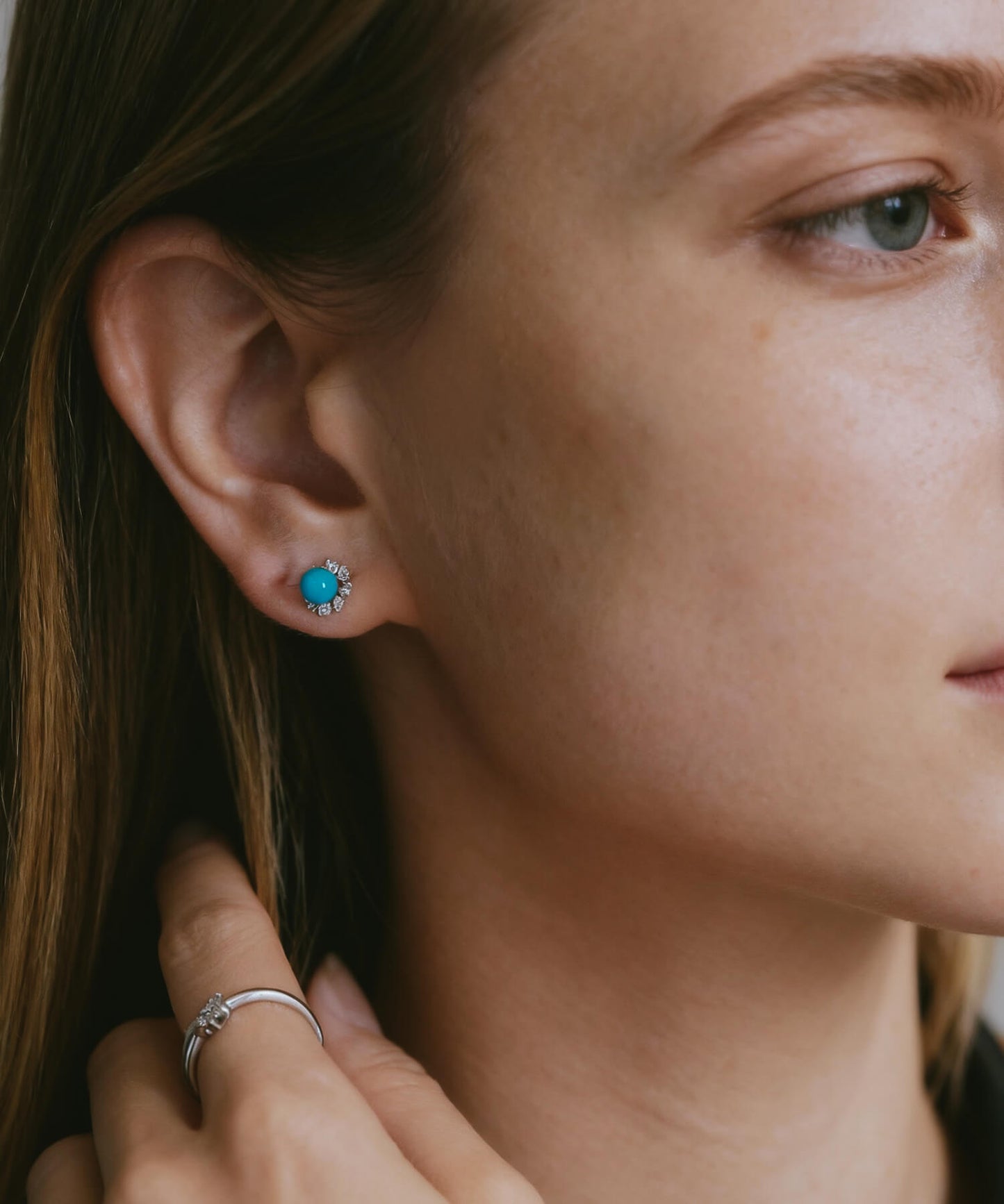 TURQUOISE FLORAL ORBIT EARRINGS | AZEL PIERCE