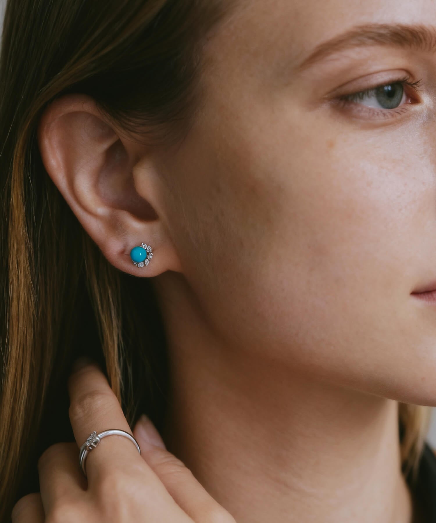 Turquoise Floral Orbit Earrings | AZEL