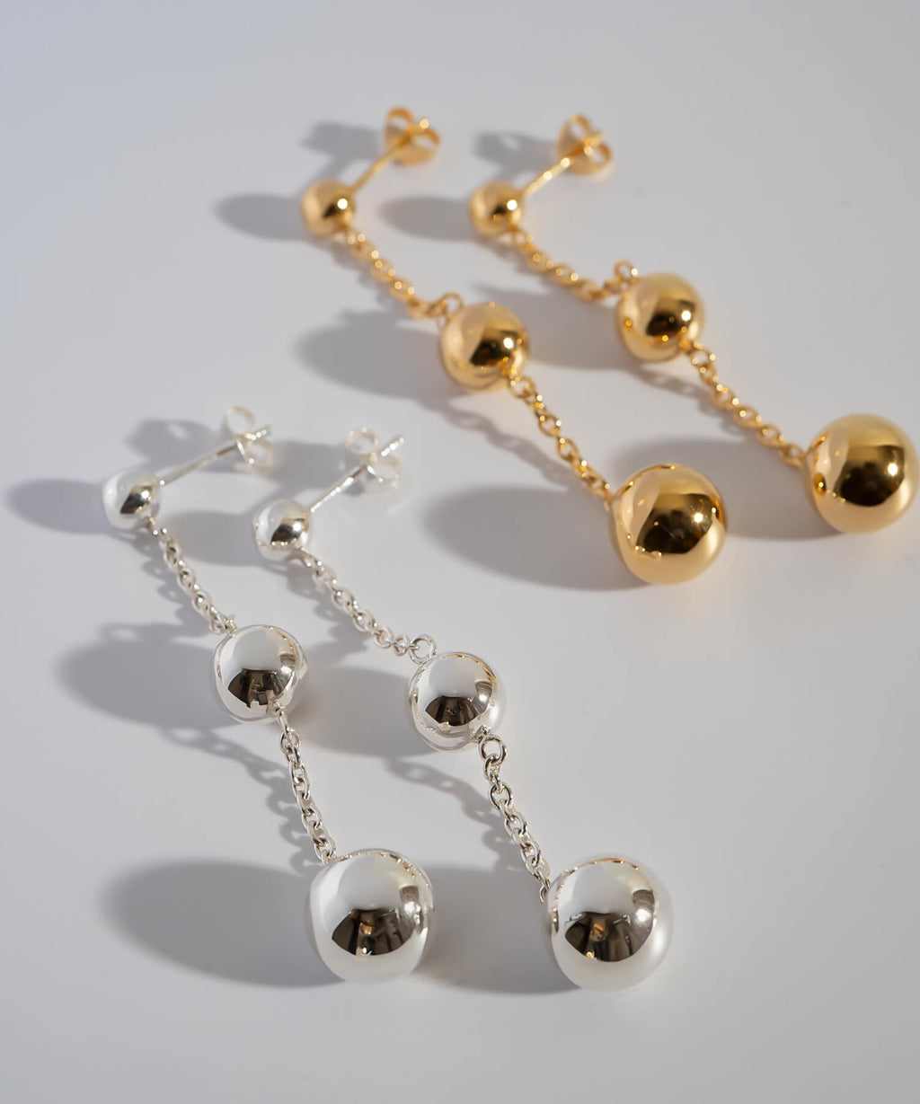 18K Gold Plated Sterling Silver Trio Orb Pierce | BAO