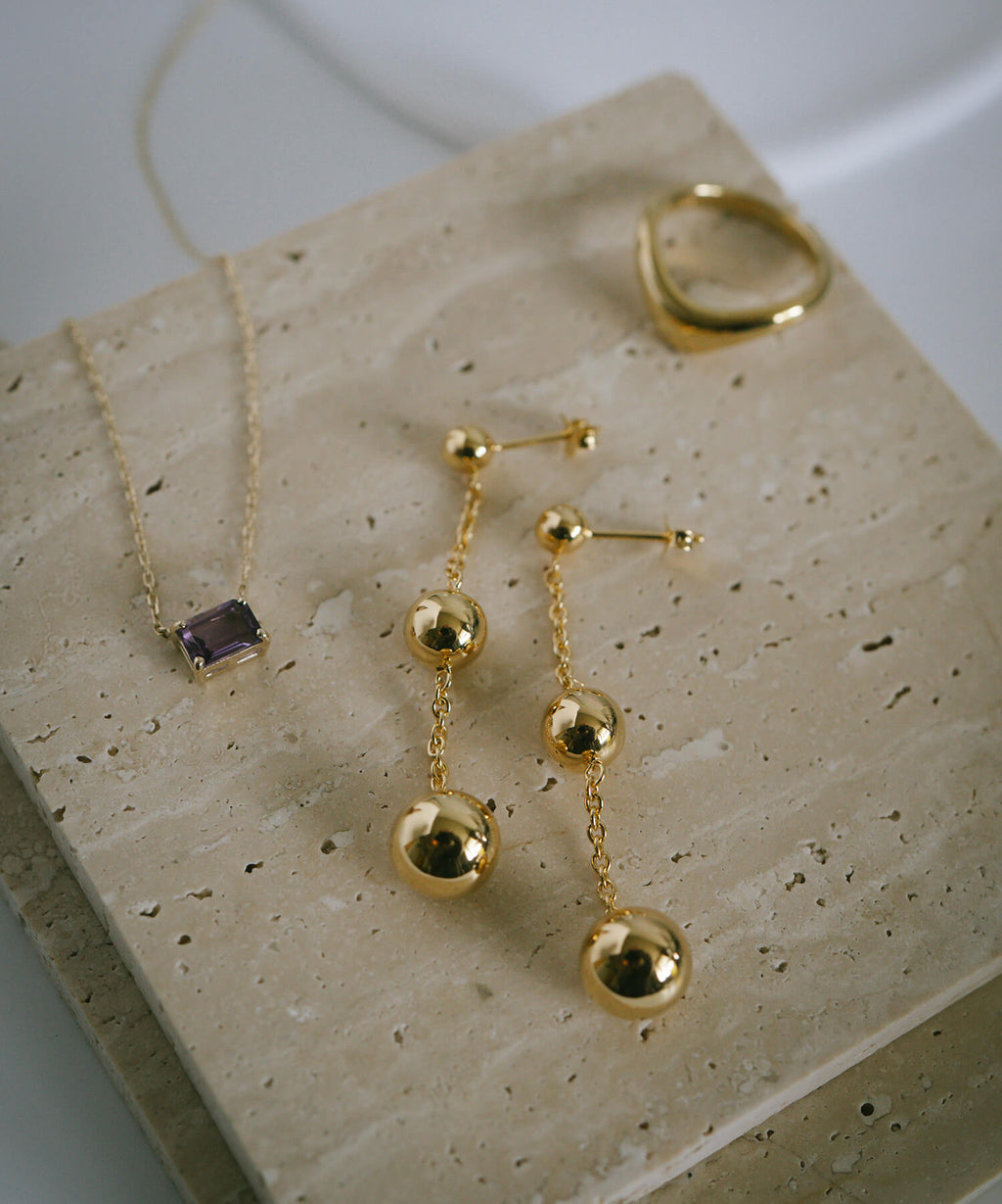 18K Gold Plated Sterling Silver Trio Orb Pierce | BAO