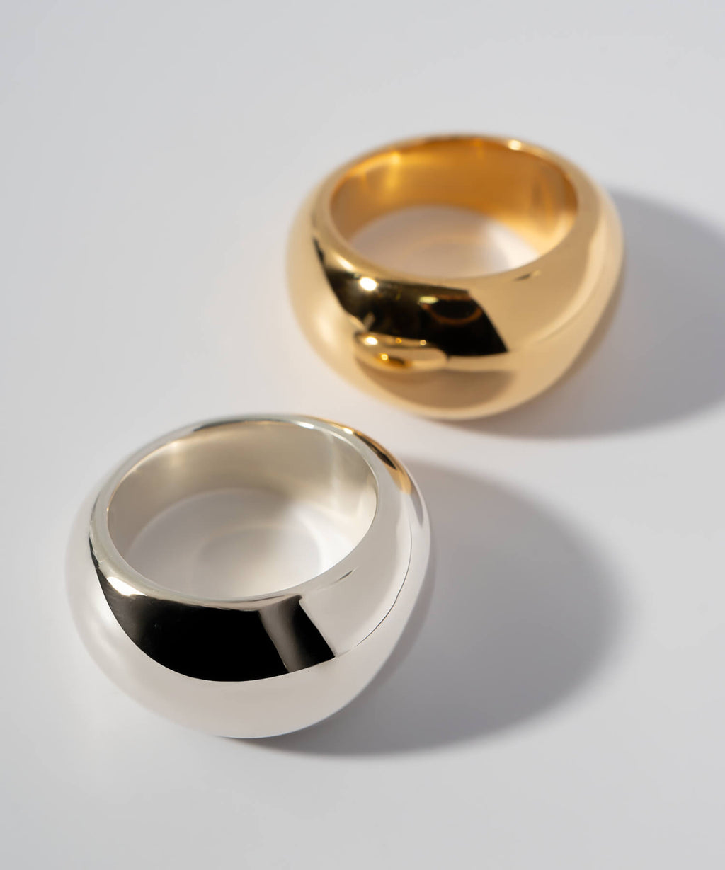 18K Gold Plated Sterling Silver Barrel Pinky Ring | BAROLA