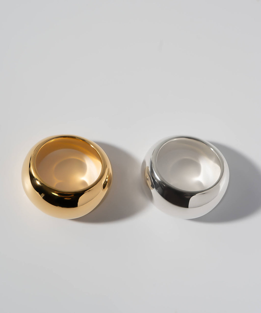 18K Gold Plated Sterling Silver Barrel Pinky Ring | BAROLA