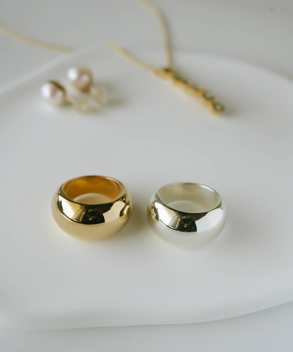 18K Gold Plated Sterling Silver Barrel Pinky Ring | BAROLA